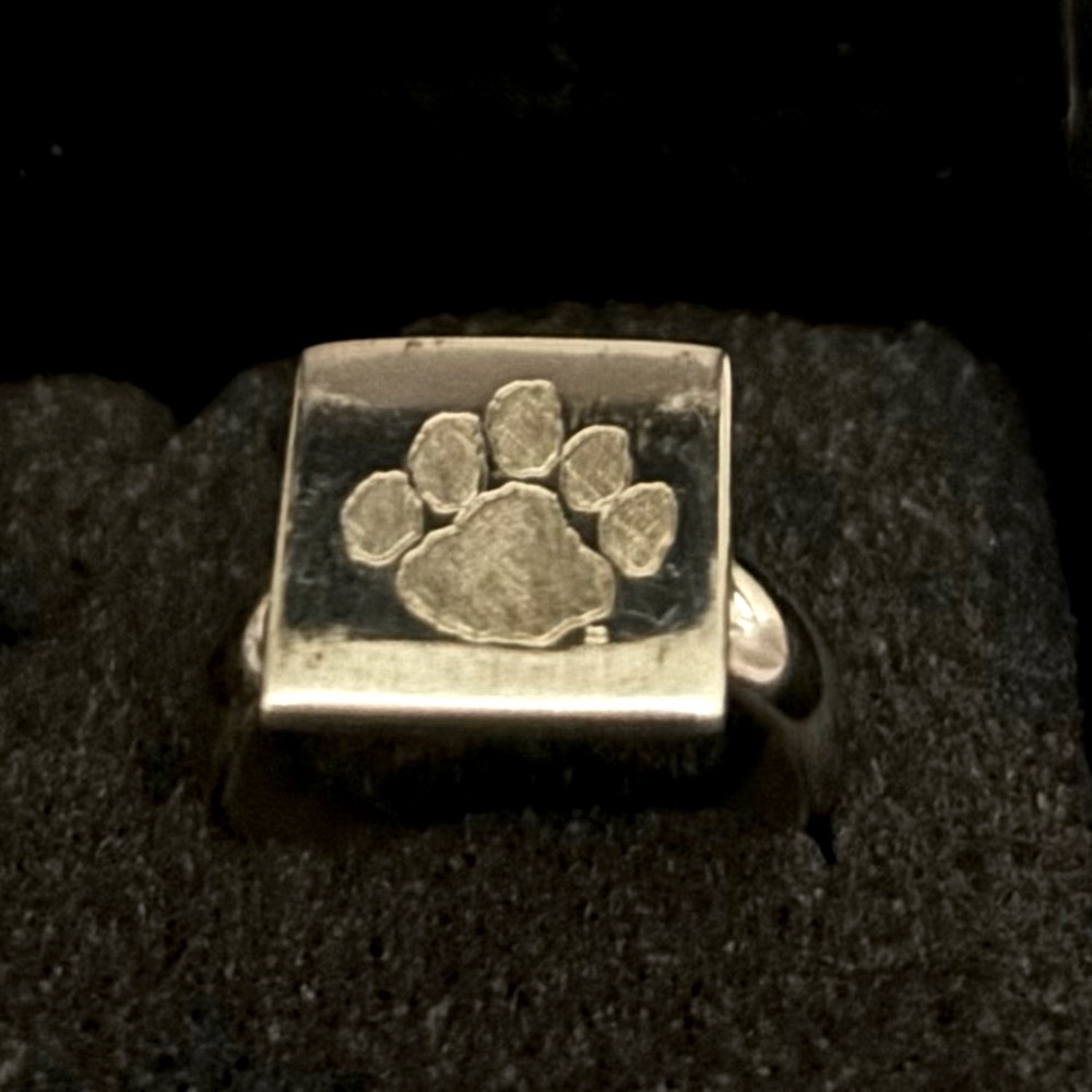 Silver 925 Vintage Nittany Lion Paw Print Ring Unisex